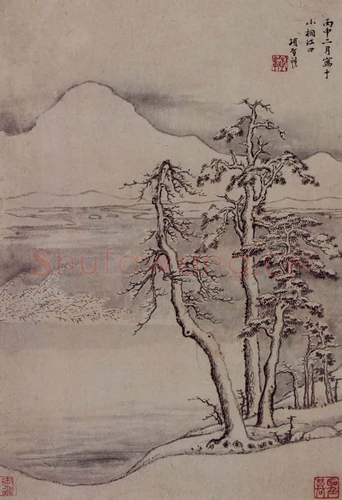 明 项圣谟《山水花卉图册》书画作品