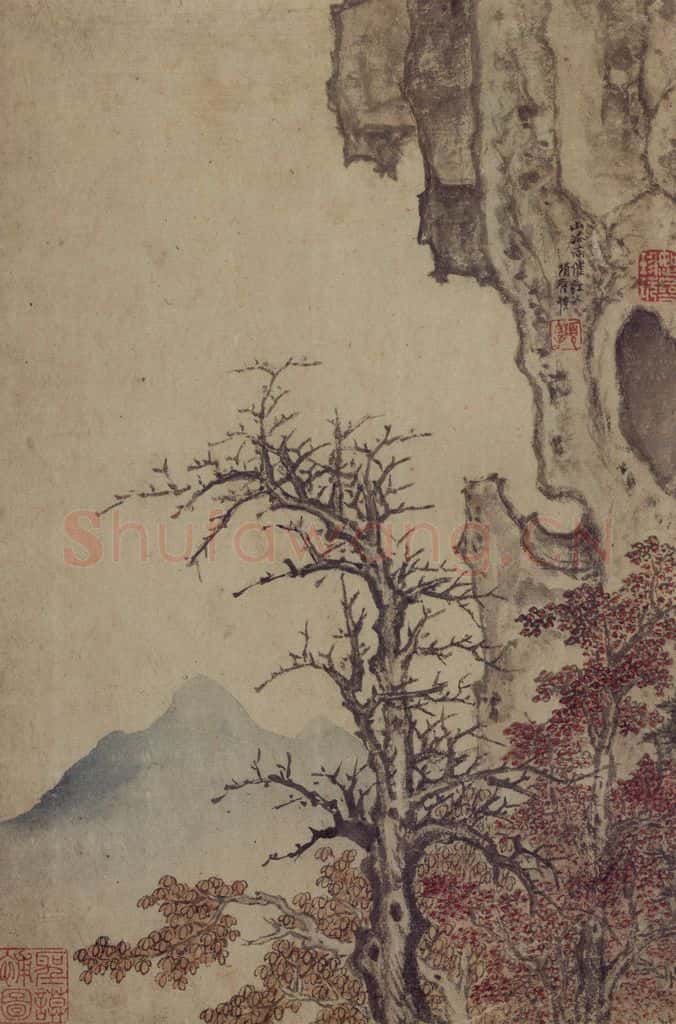 明 项圣谟《山水诗意图册》书画作品