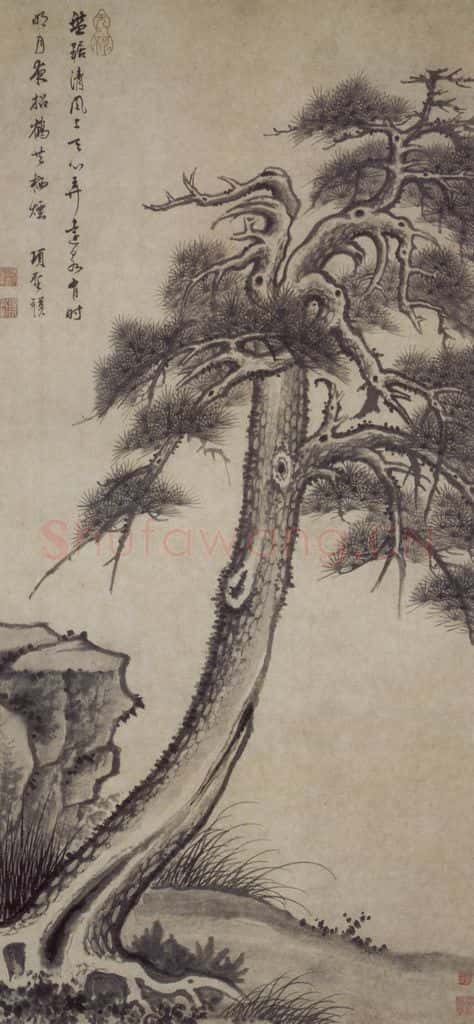 明 项圣谟《松石图轴》书画作品