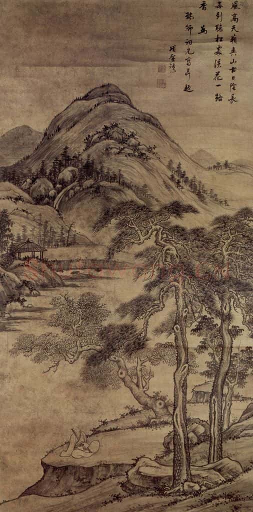 明 项圣谟《听松图轴》书画作品