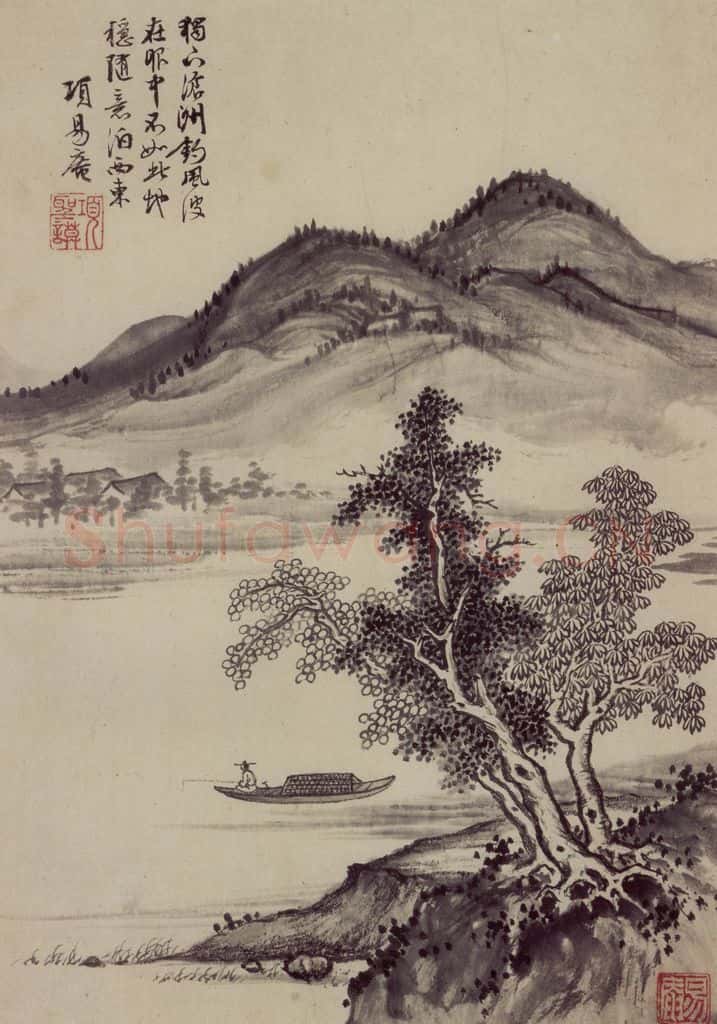 明 项圣谟《山水花卉图册》书画作品