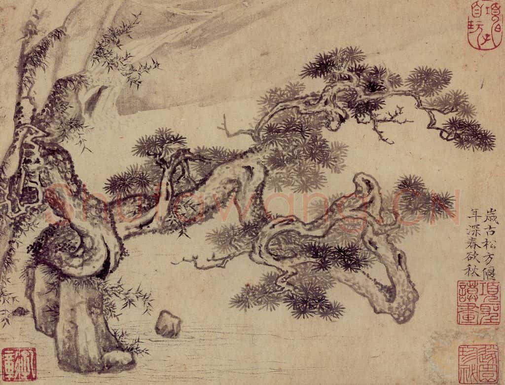 明 项圣谟《松竹双清图册》书画作品