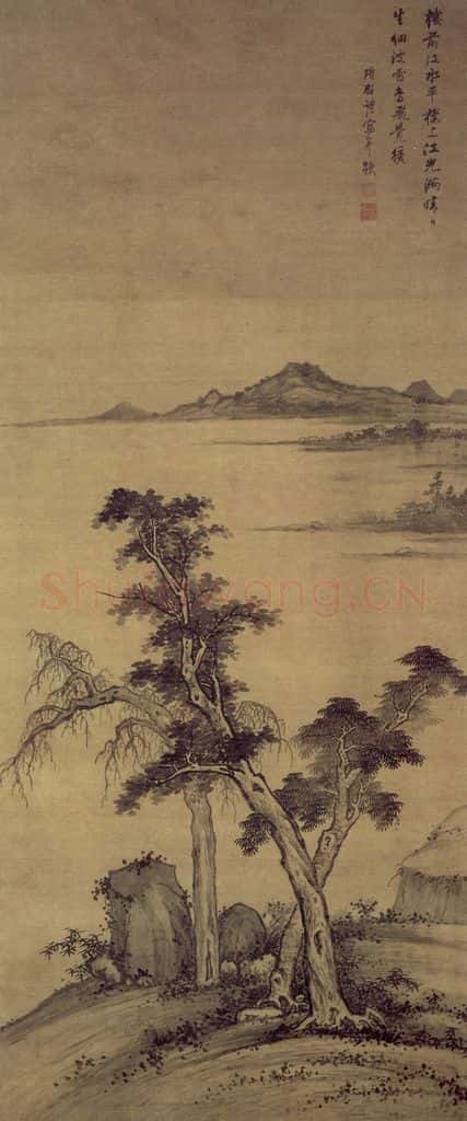 明 项圣谟《江光晴日图轴》书画作品