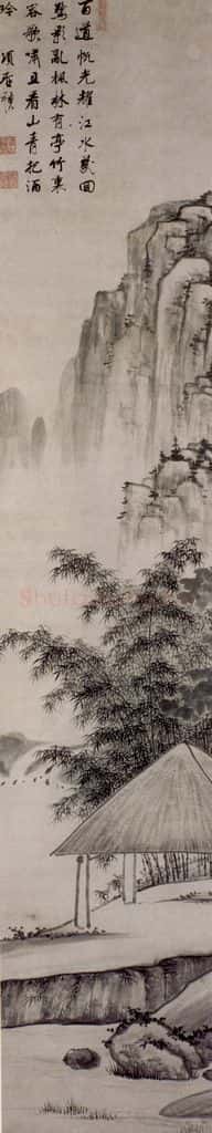 明 项圣谟《枫临亭竹图轴》书画作品