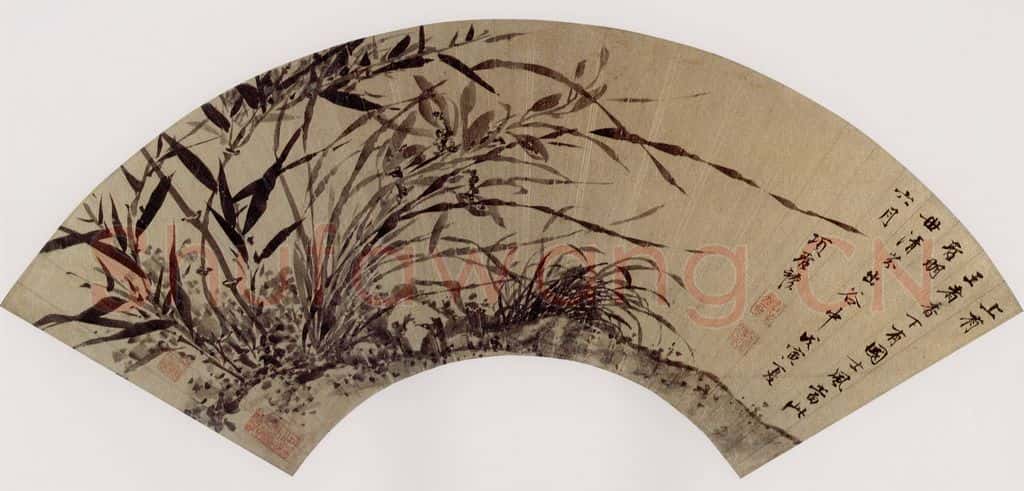明 项圣谟《兰竹画扇》书画作品