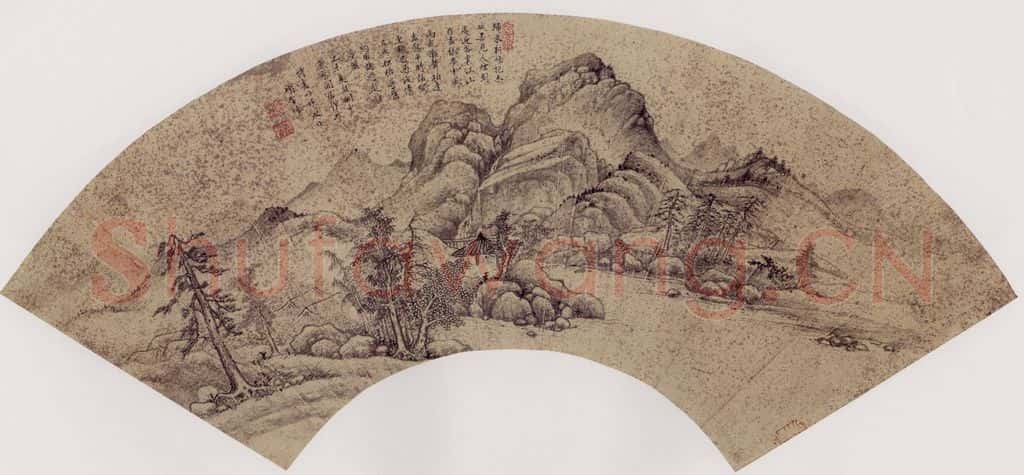 明 项圣谟《喜归图扇》书画作品
