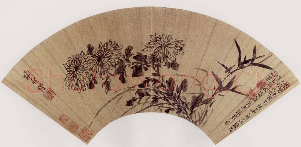 明 项圣谟《竹菊图扇》书画作品