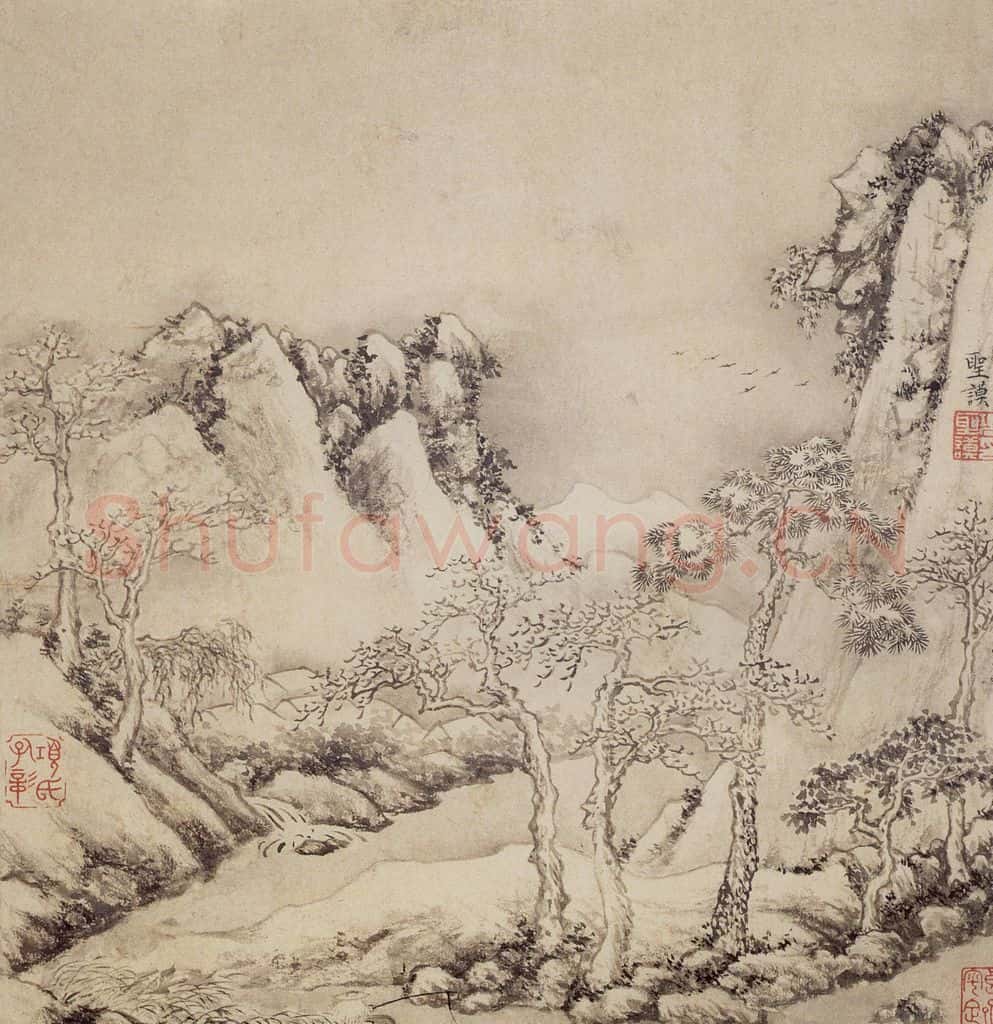 明 项圣谟《山水兰竹图册》书画作品