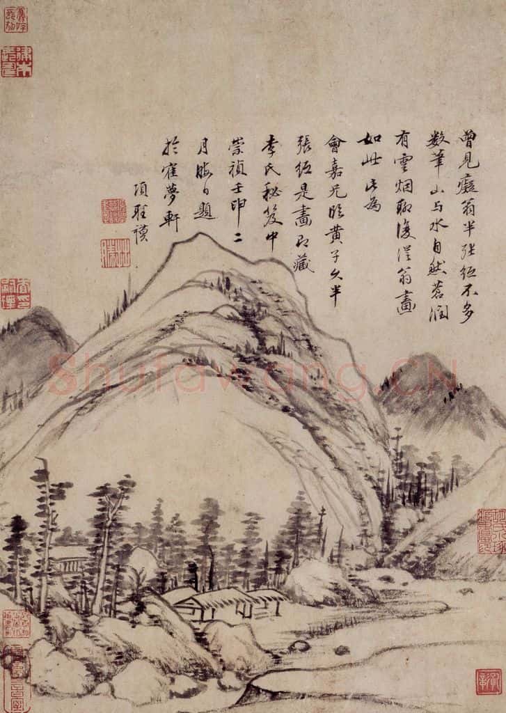 明 项圣谟《仿黄公望山水图轴》书画作品