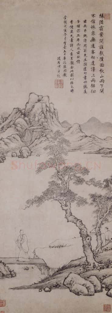 明 项圣谟《林泉逸客图轴》书画作品