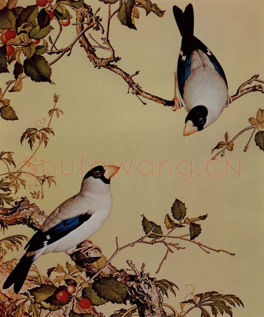 清 朗世宁《仙萼长春图——樱桃》书画作品