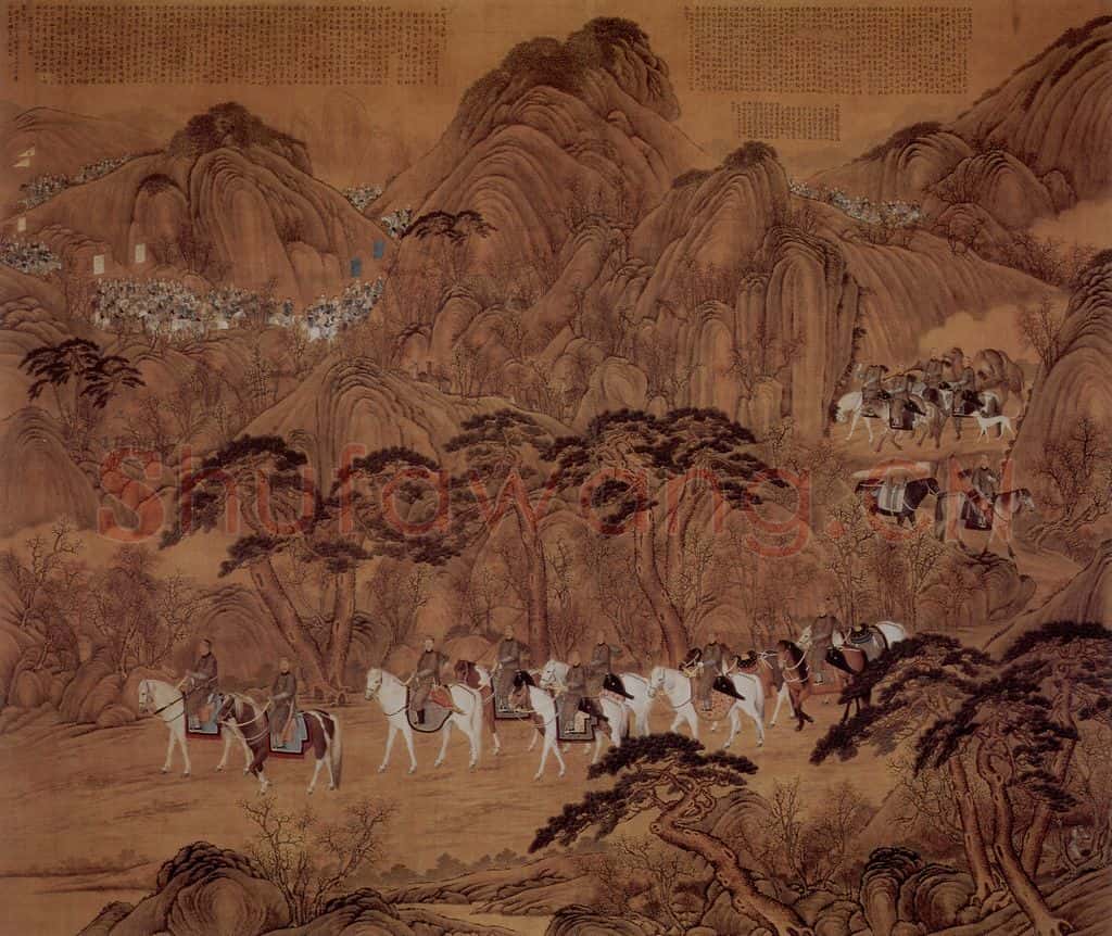清 朗世宁《哨鹿图》书画作品