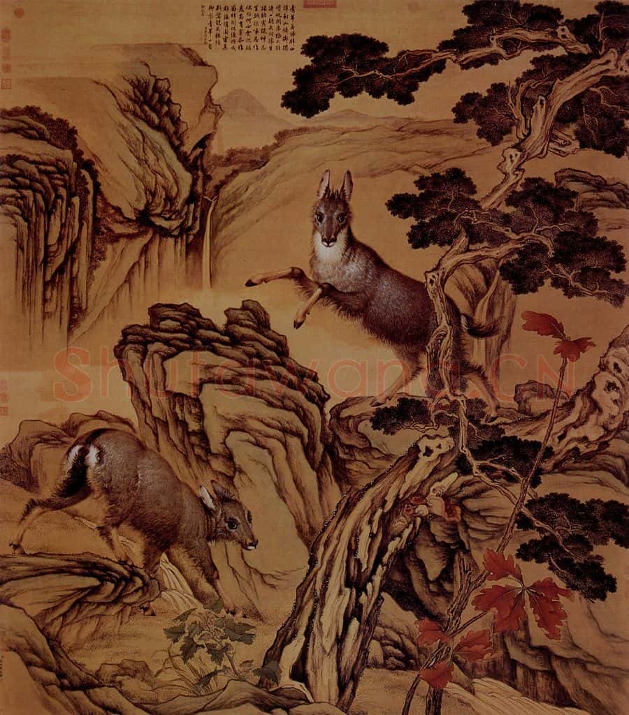 清 朗世宁《青羊图》书画作品