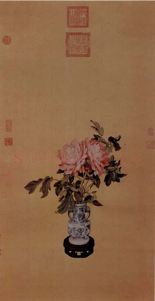清 朗世宁《瓶花图》书画作品