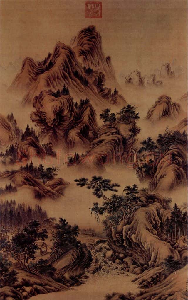 清 朗世宁《山水图》书画作品