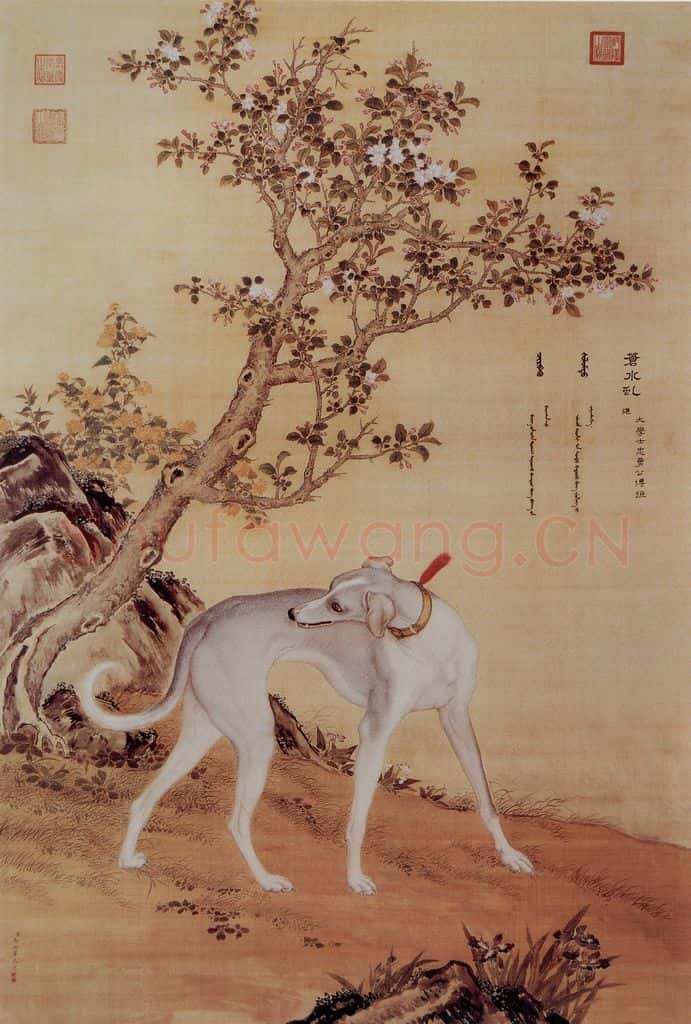 清 朗世宁《十骏犬——苍水虬》书画作品
