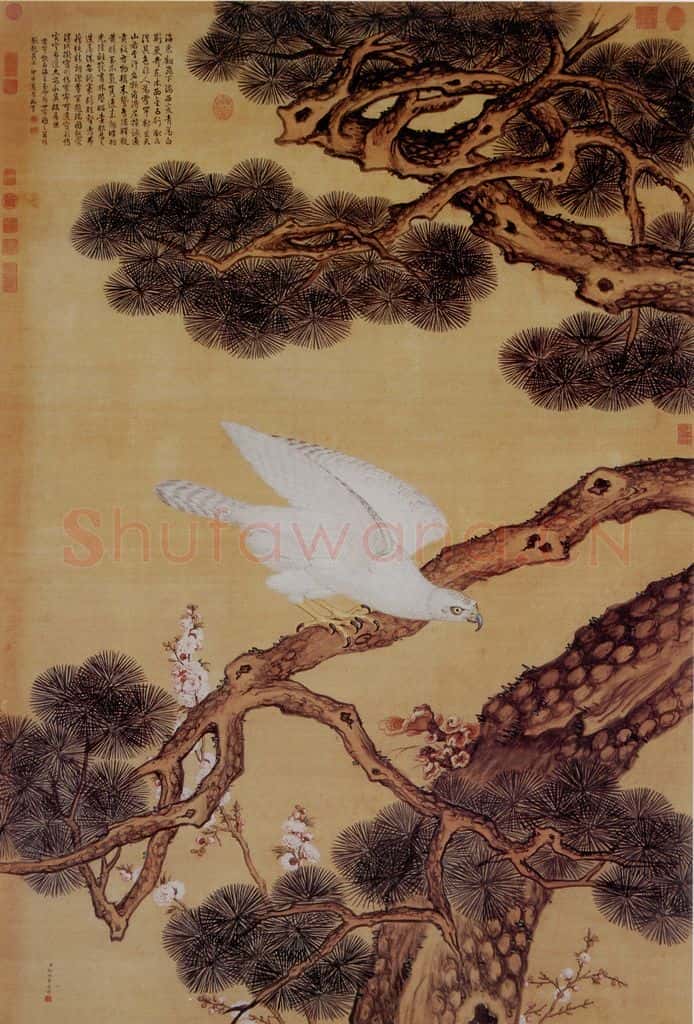 清 朗世宁《白海青图》书画作品