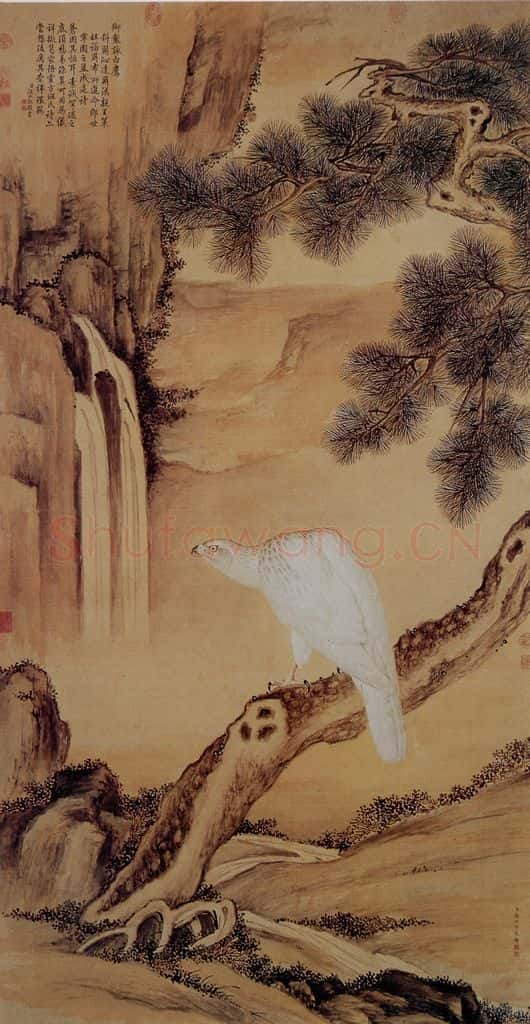 清 朗世宁《白鹰图》书画作品