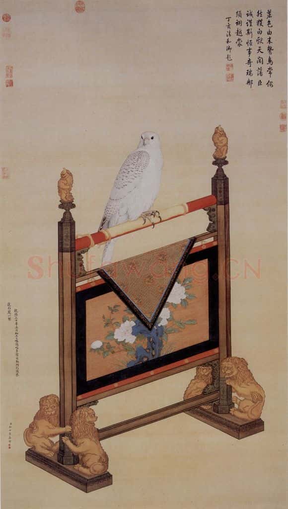 清 朗世宁《白鹰图》书画作品