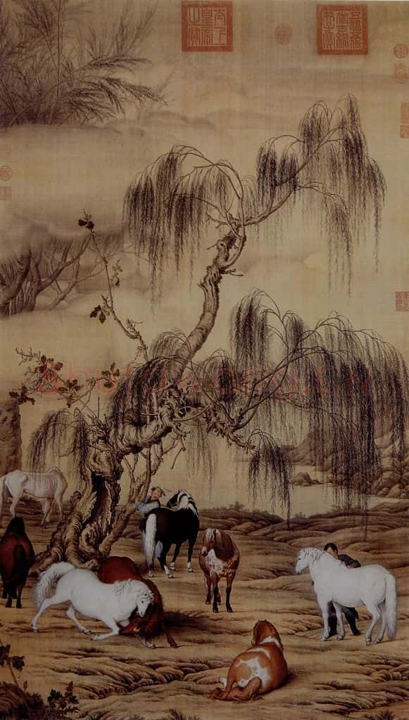 清 朗世宁《八骏图》书画作品