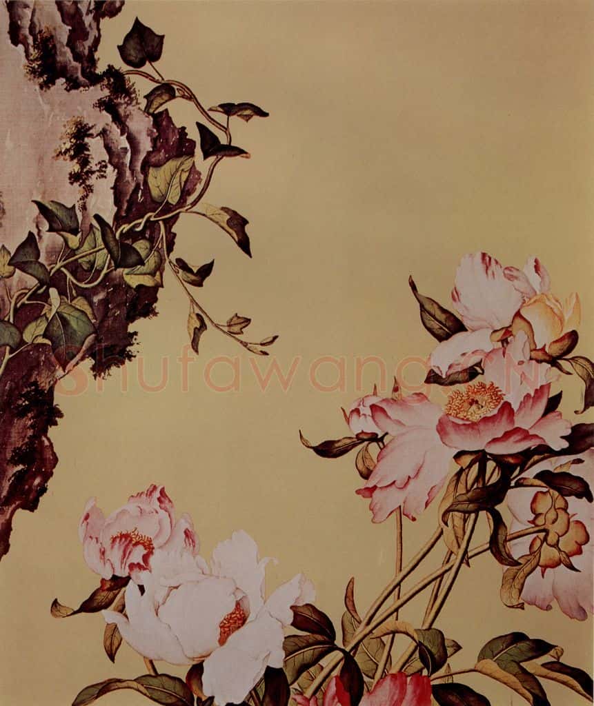 清 朗世宁《仙萼长春图——芍药》书画作品