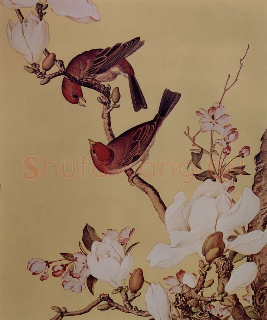 清 朗世宁《仙萼长春图——海棠玉兰》书画作品