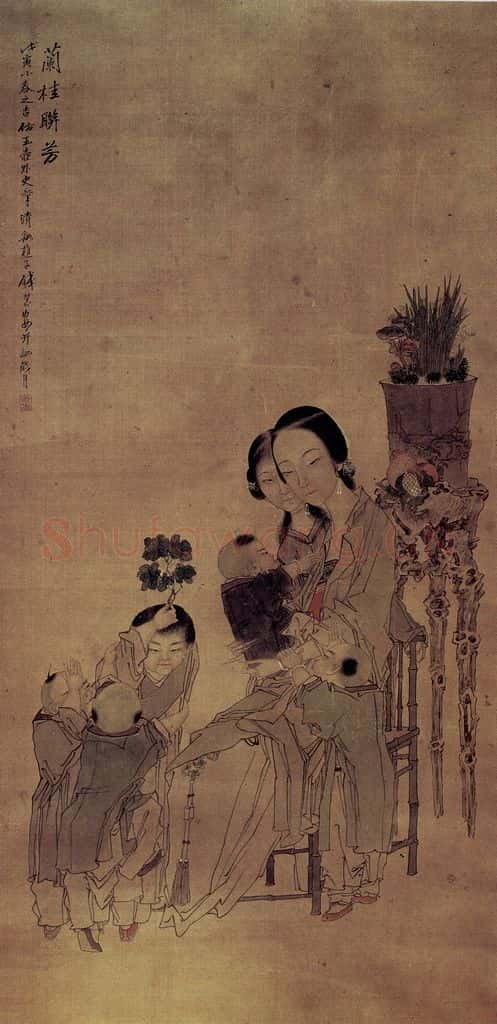 1878年 钱慧安 兰桂联芳 书画作品