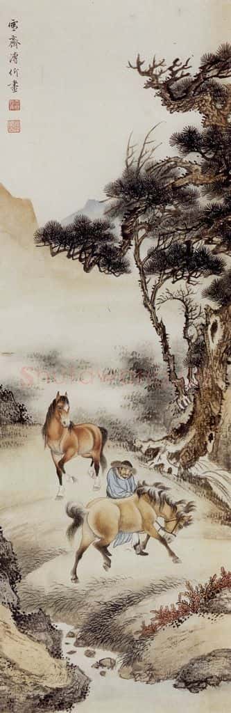 溥雪斋 控马图 书画作品