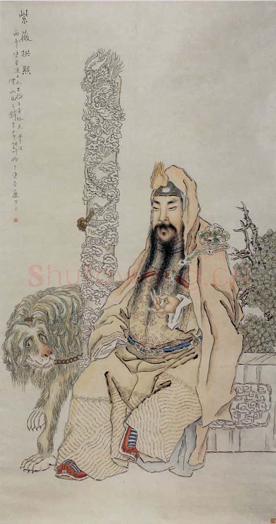 1906年 钱慧安 紫薇拱照 书画作品