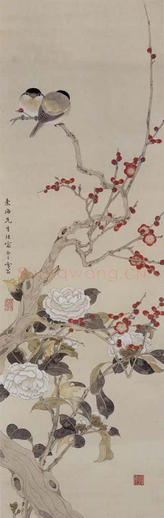 陈之佛 珠梅白茶花 书画作品