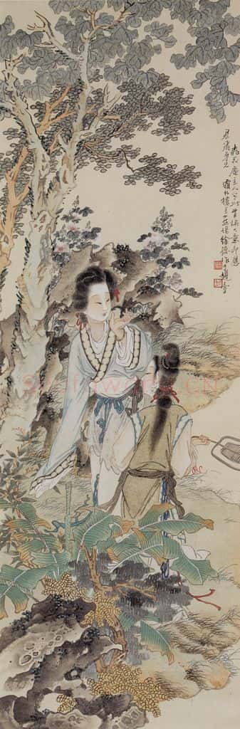  徐燕孙 桐荫仕女图 书画作品