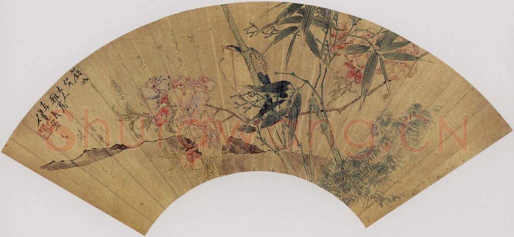 任薰 花鸟团扇 书画作品