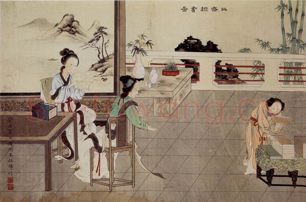 1933 王叔晖 二乔检书图 书画作品