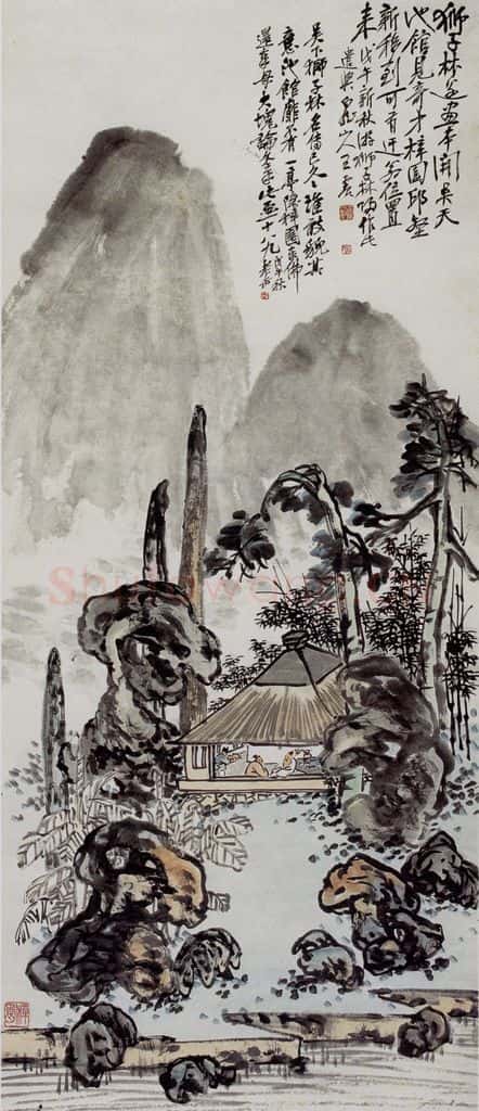 1918 王震 狮子林 书画作品