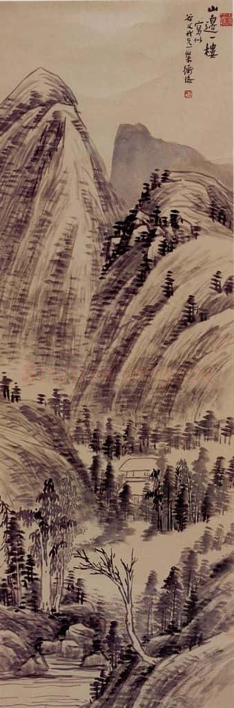 陈师曾 山边一楼 书画作品