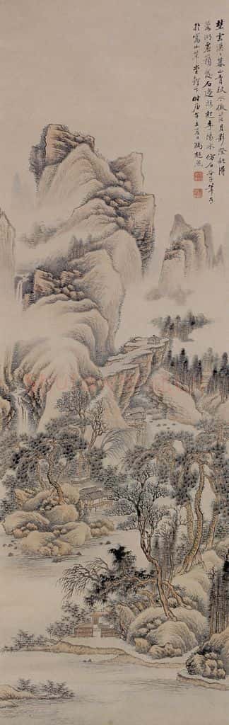 1930 冯超然 设色山水 书画作品