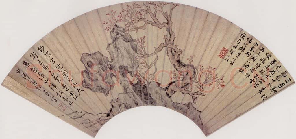 明 文征明 红杏湖石图 书画作品