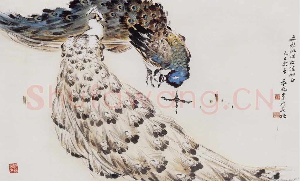 1989年 袁晓岑《文彩斑斓 皎洁如玉》书画作品
