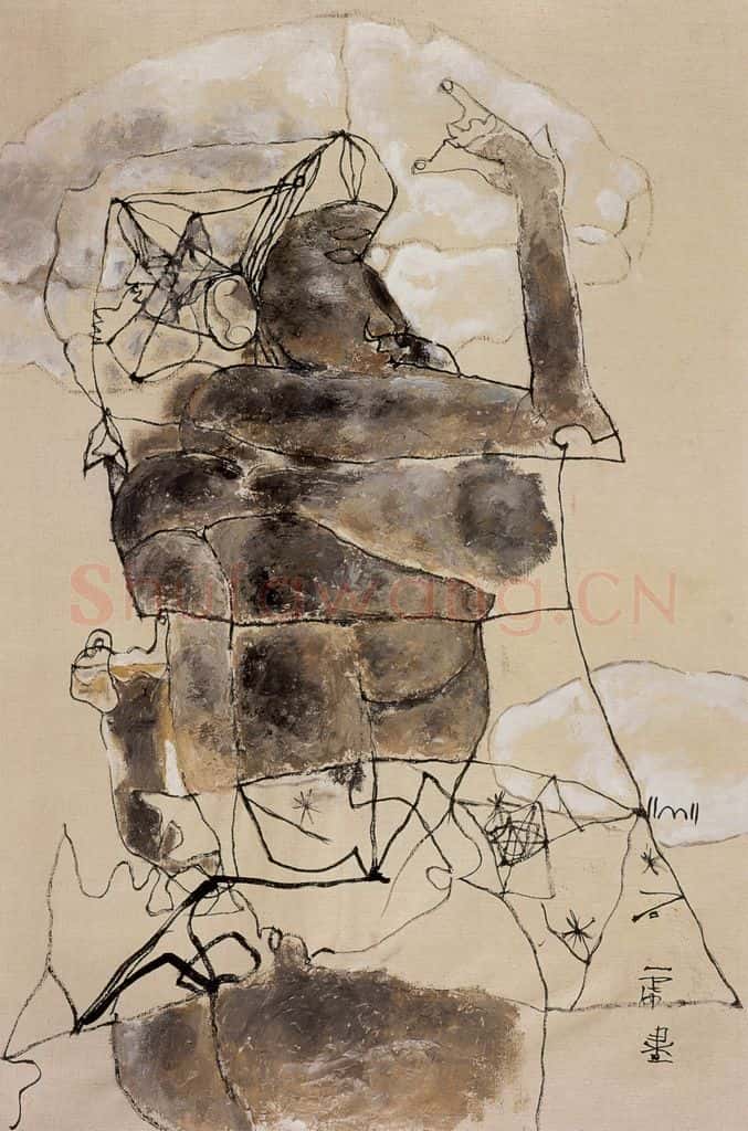 2002年 石虎《攀枝》书画作品