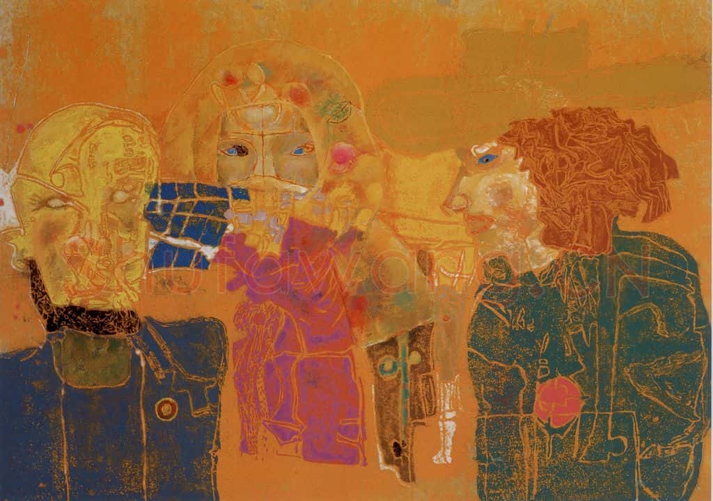2004年 石虎《三胡图》书画作品