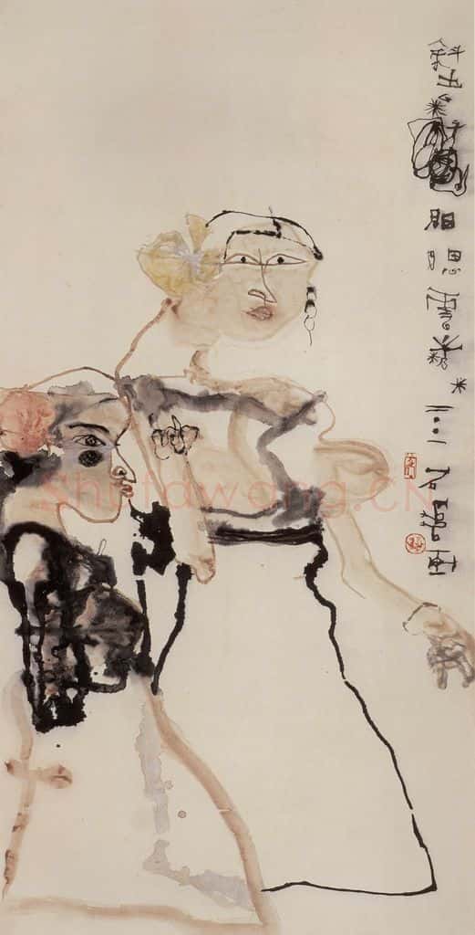 2001年 石虎《娜踏图》书画作品