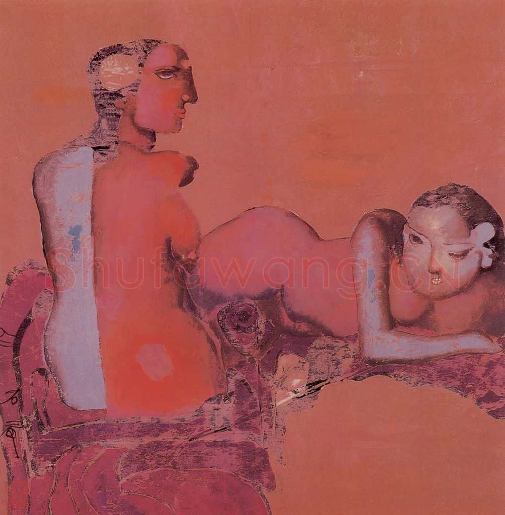 1992年 石虎《紫情》书画作品