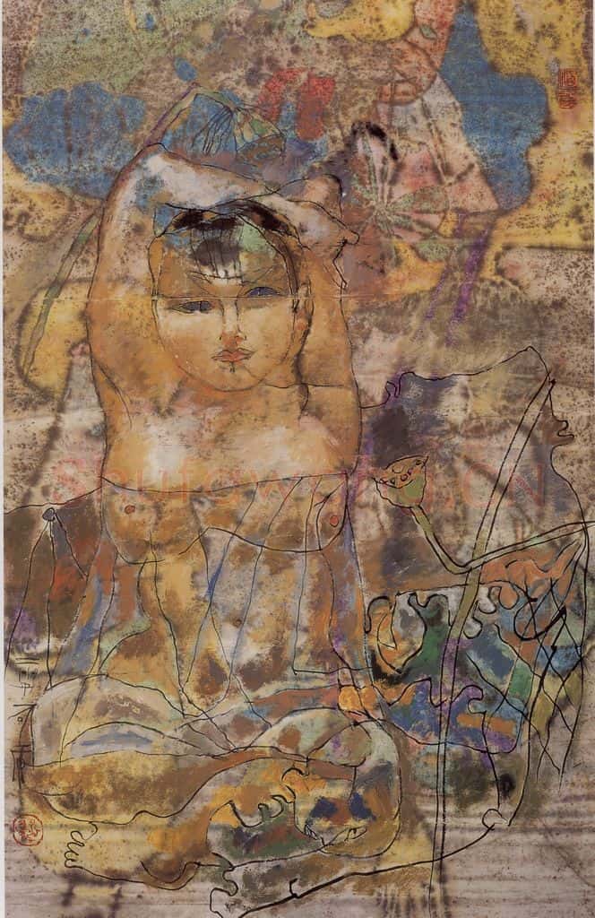 2003年 石虎《莲实》书画作品