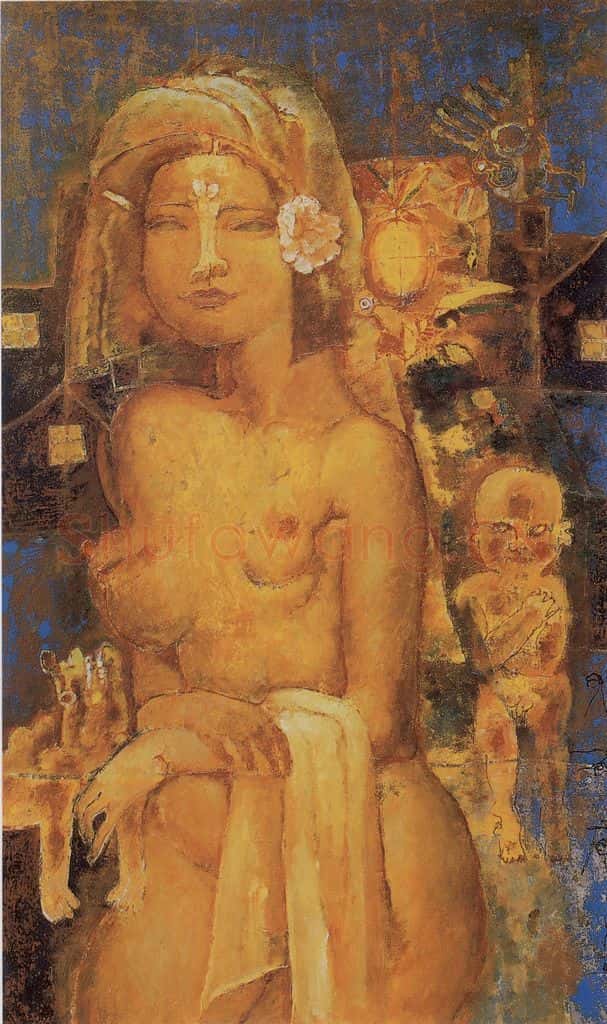 1998年 石虎《烛蛾》书画作品