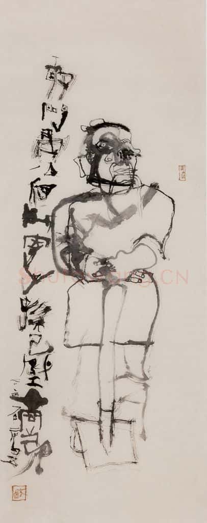 2004年 石虎《敢问 敢问愚公何所寄 子孙已成工商弟》书画作品