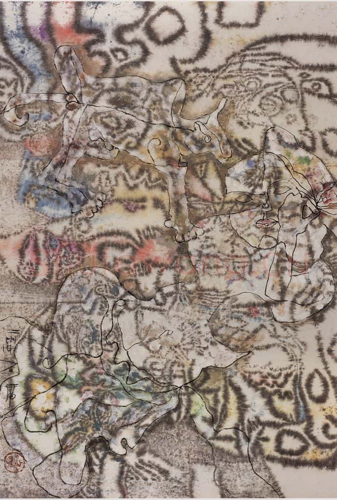 2003年 石虎《豹花》书画作品