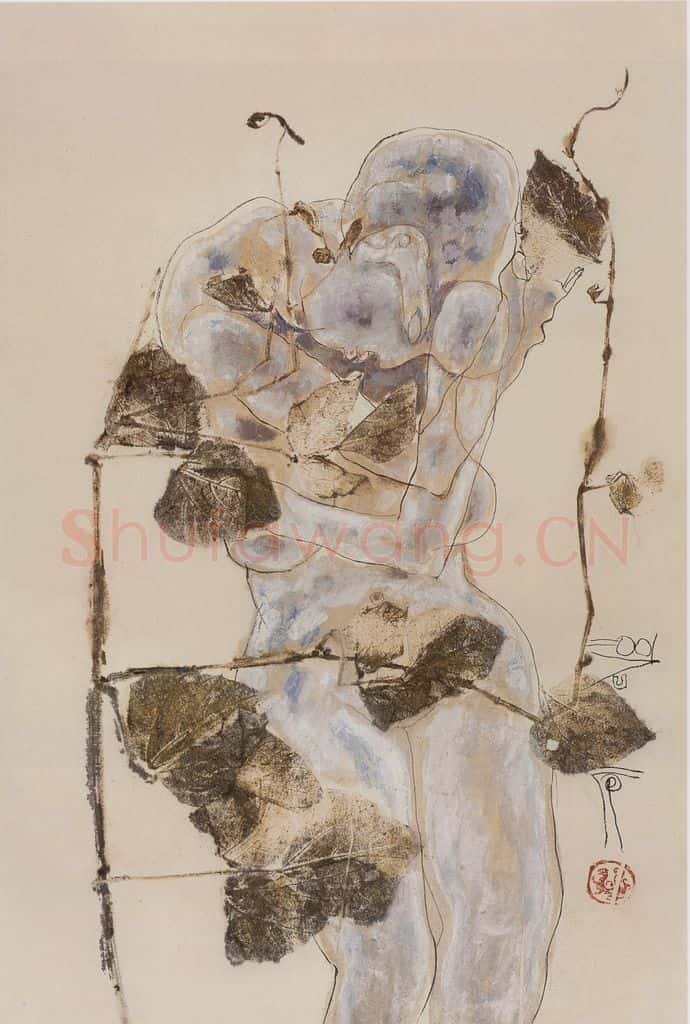 2001年 石虎《青递图》书画作品
