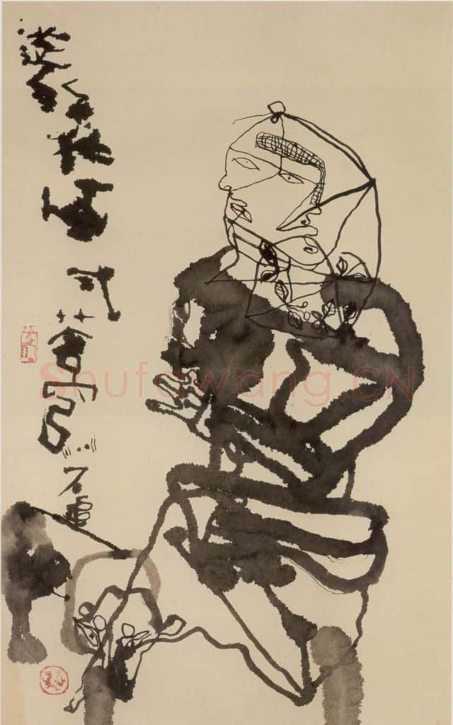 2003年 石虎《式穹 游丝任画式苍穹》书画作品