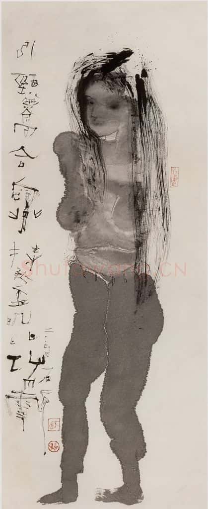 2004年 石虎《引颈 引颈无骨合向背》书画作品