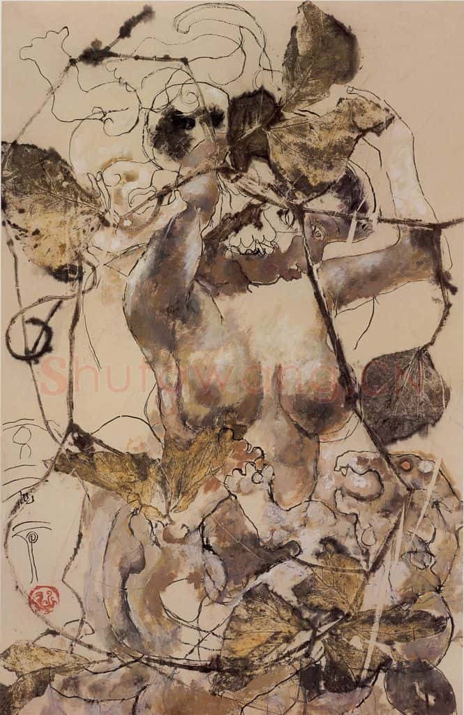 2002年 石虎《蔓春》书画作品